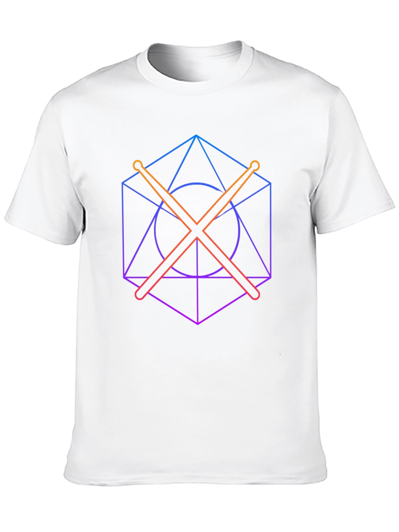 Geometric Drum Sticks Graphic Tee - Modern Musician Style