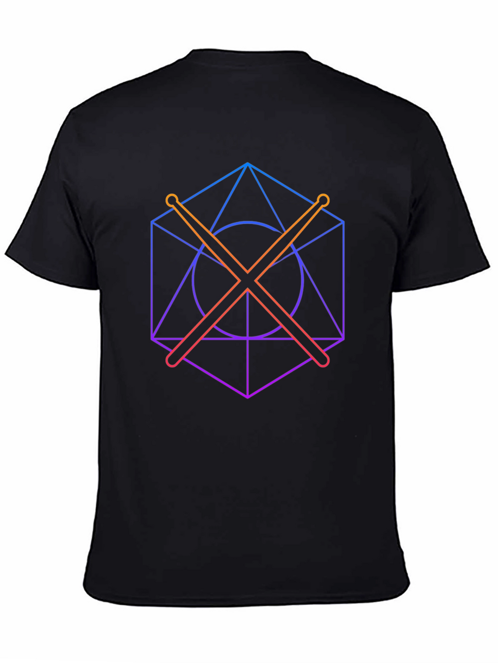 Geometric Drum Sticks Graphic Tee - Modern Musician Style