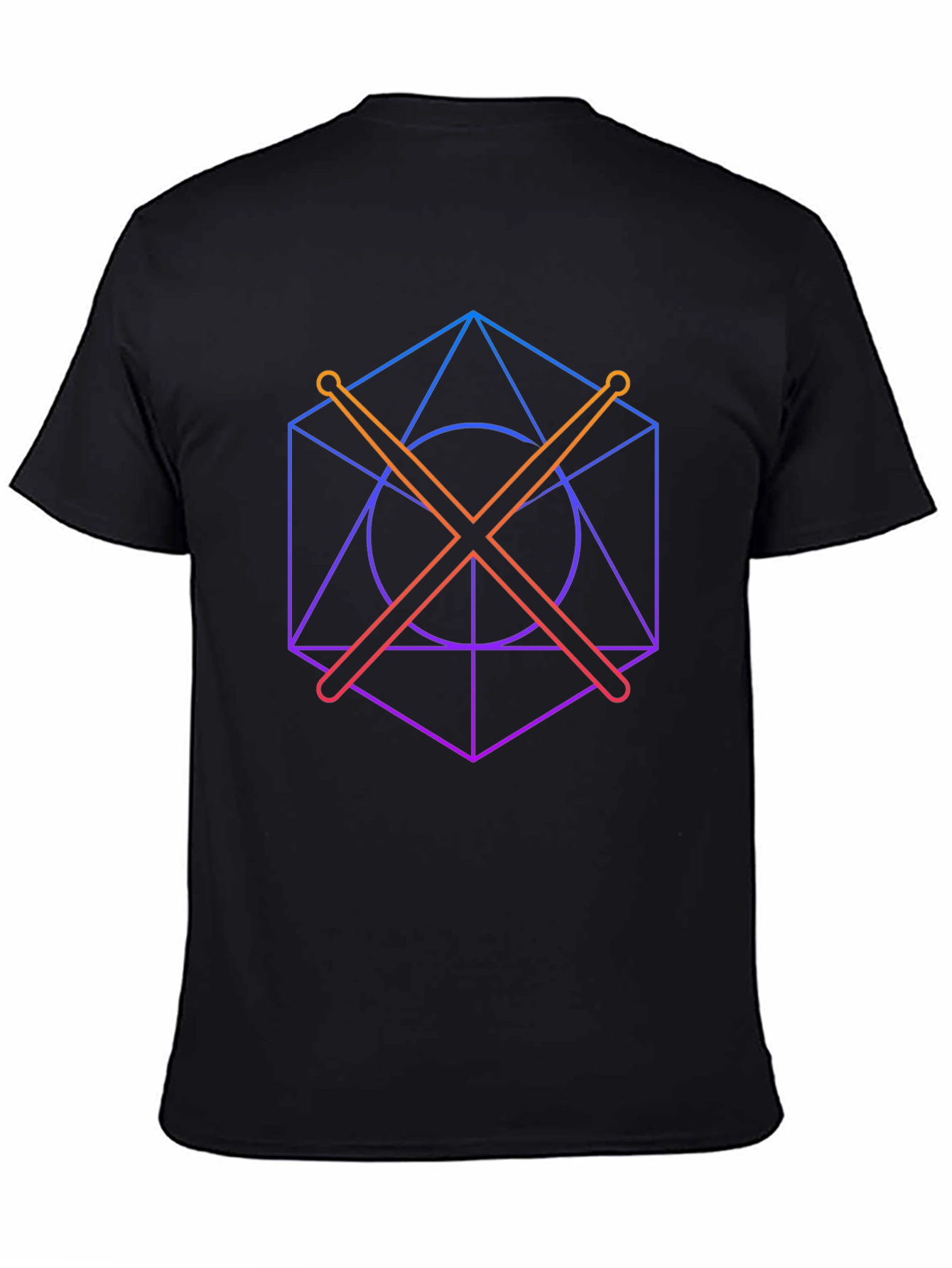 Geometric Drum Sticks Graphic Tee - Modern Musician Style