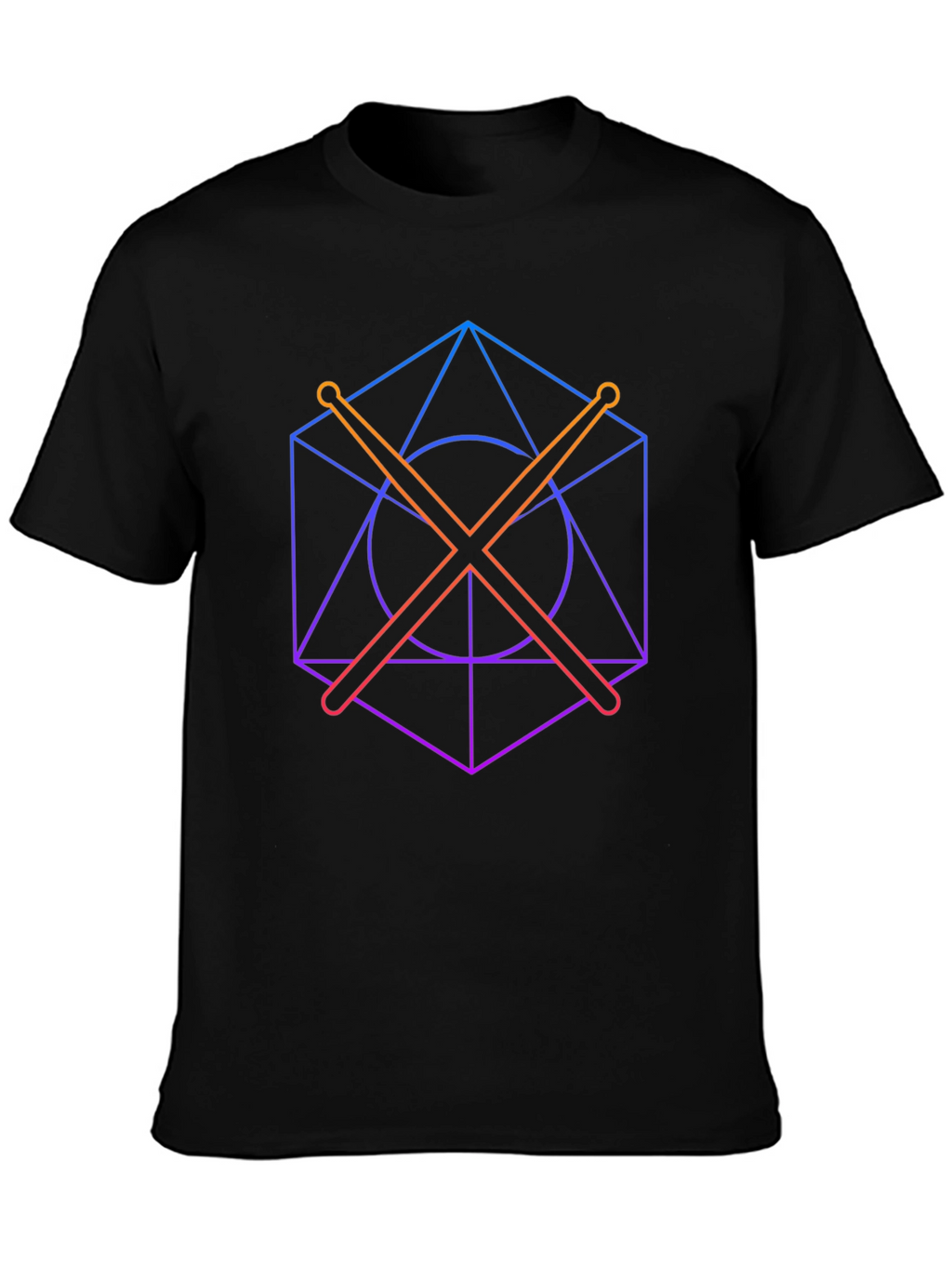 Geometric Drum Sticks Graphic Tee - Modern Musician Style
