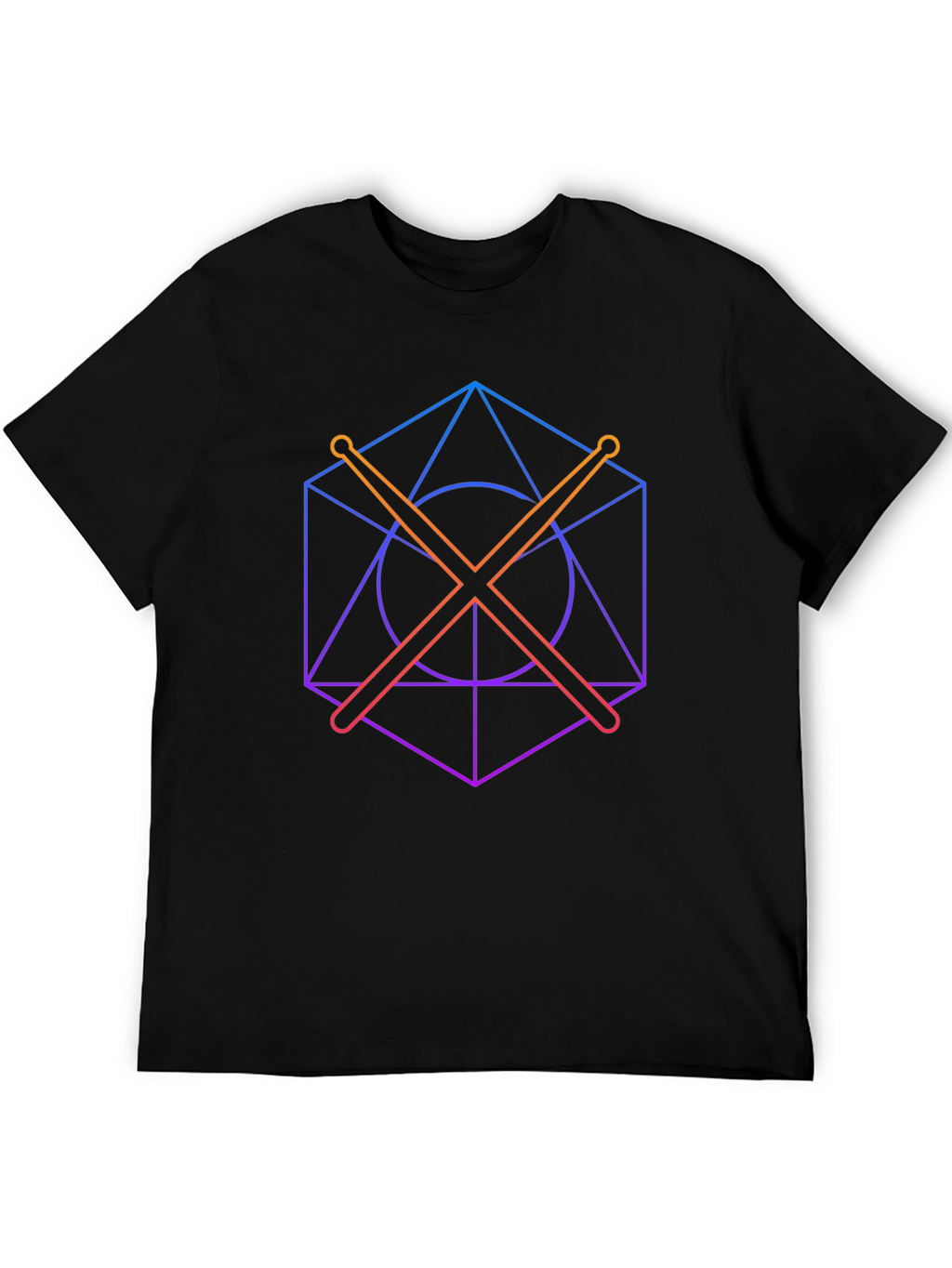Geometric Drum Sticks Graphic Tee - Modern Musician Style