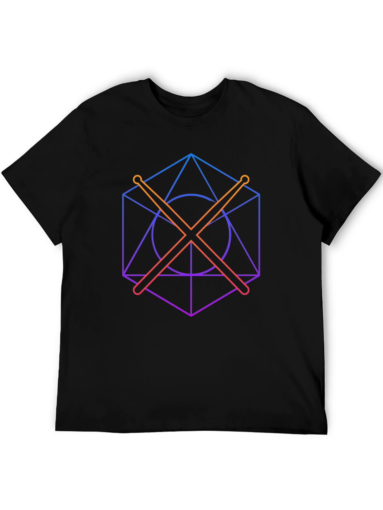 Geometric Drum Sticks Graphic Tee - Modern Musician Style