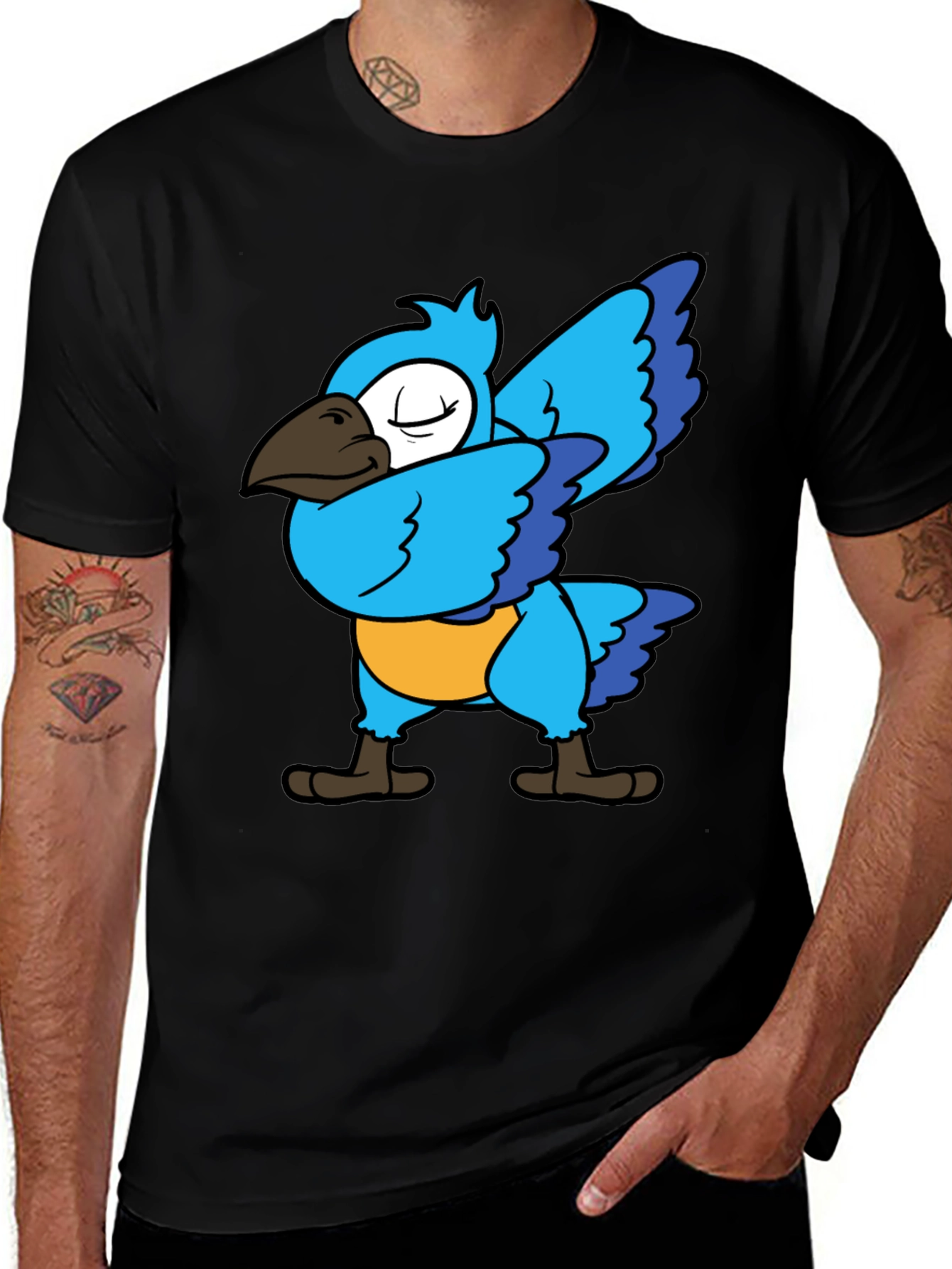 Dabbing Parrot T-Shirt - Blue Bird Dance Tee