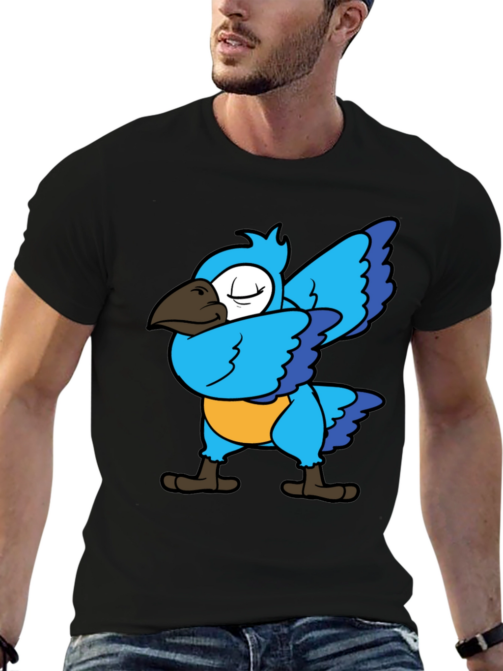 Dabbing Parrot T-Shirt - Blue Bird Dance Tee