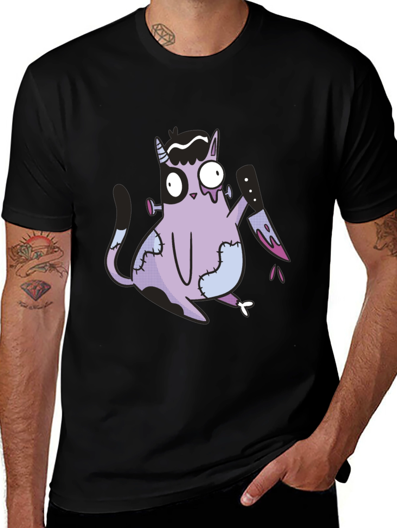 Spooky Cat T-Shirt - Halloween Zombie Kitten Tee