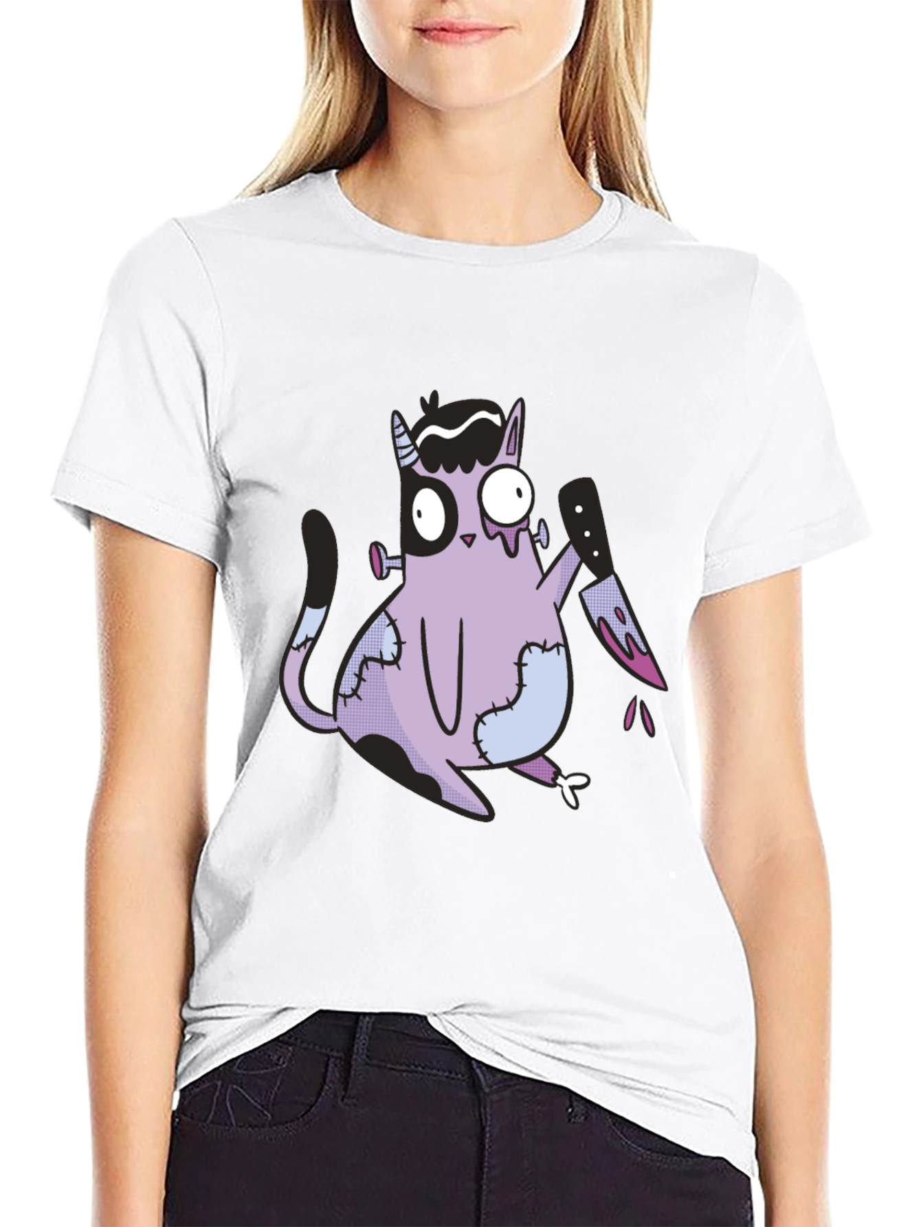 Spooky Cat T-Shirt - Halloween Zombie Kitten Tee
