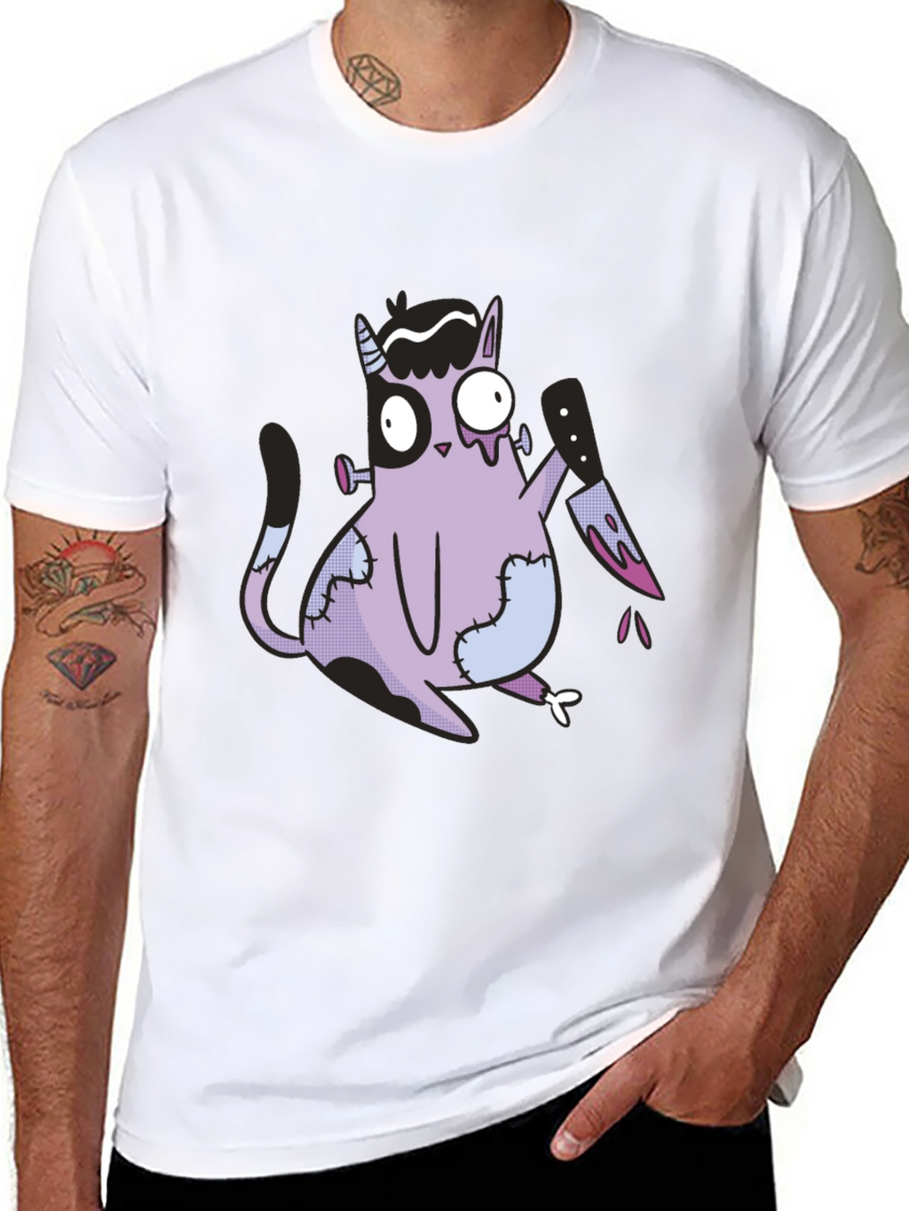 Spooky Cat T-Shirt - Halloween Zombie Kitten Tee