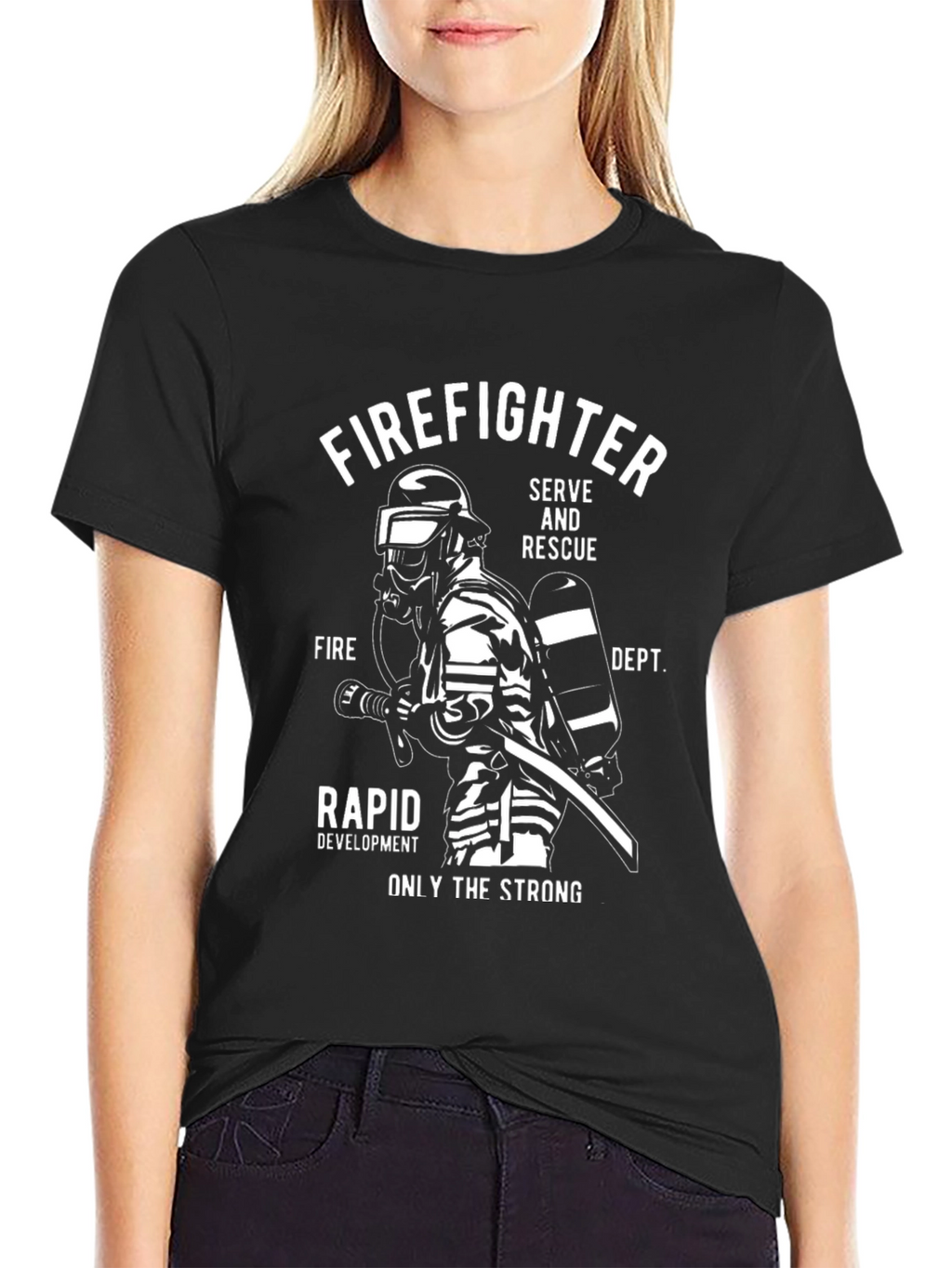 Firefighter Graphic Print Crew Neck T-Shirt