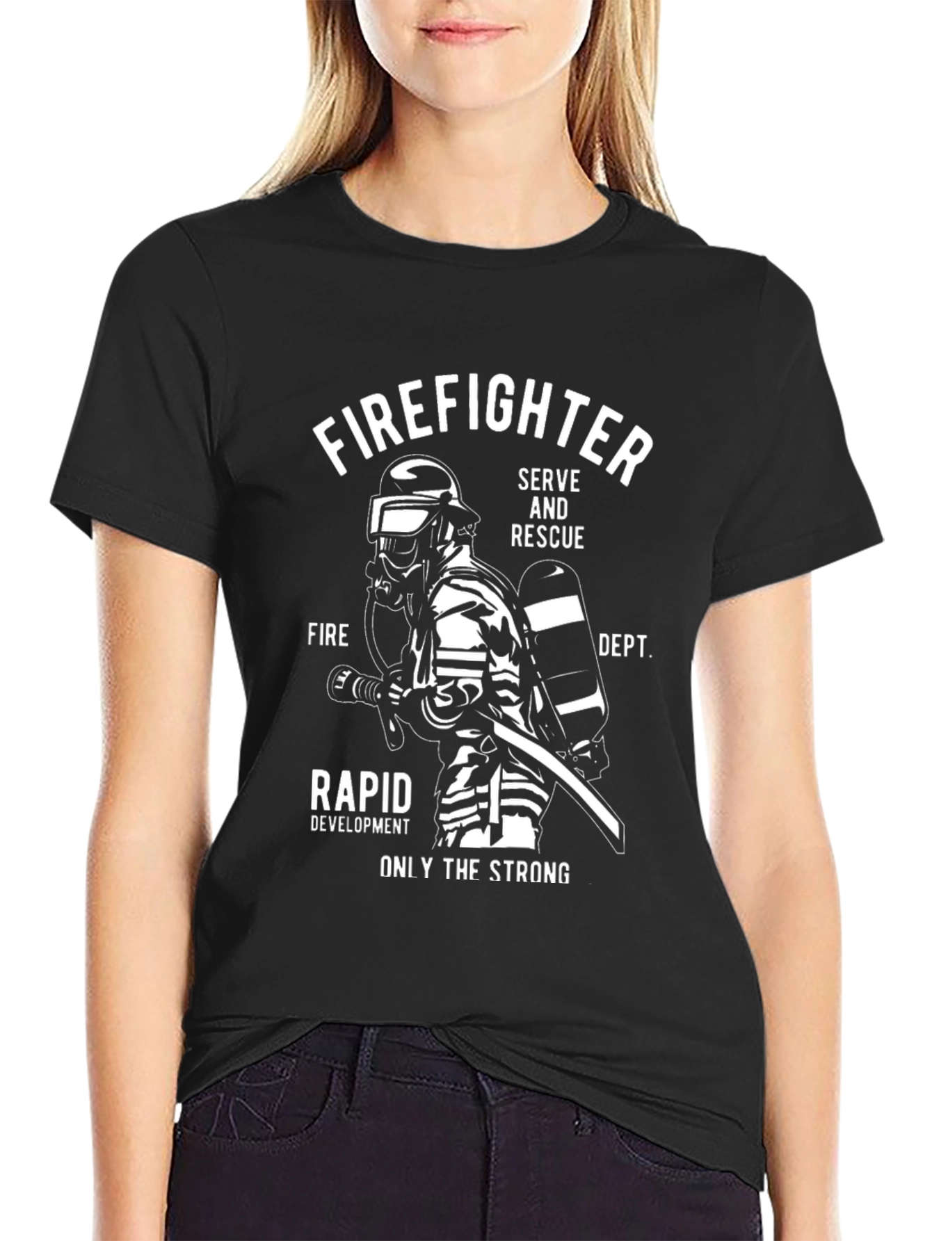 Firefighter Graphic Print Crew Neck T-Shirt