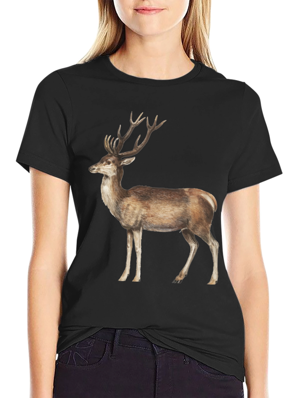 Deer Graphic T-Shirt - Black