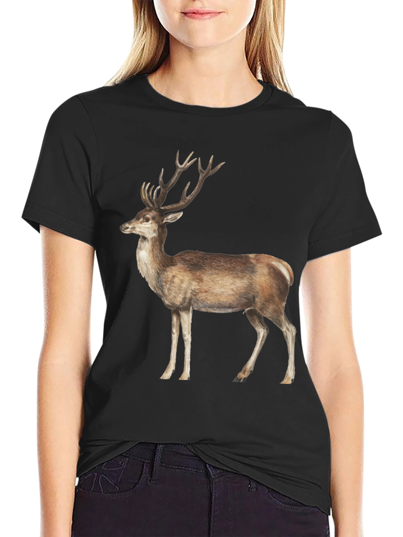 Deer Graphic T-Shirt - Black