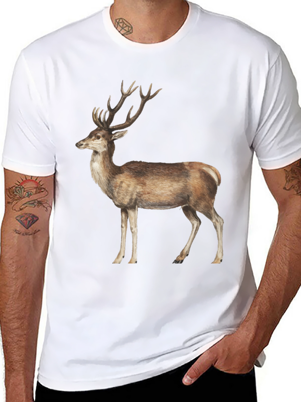 Deer Graphic T-Shirt - Black