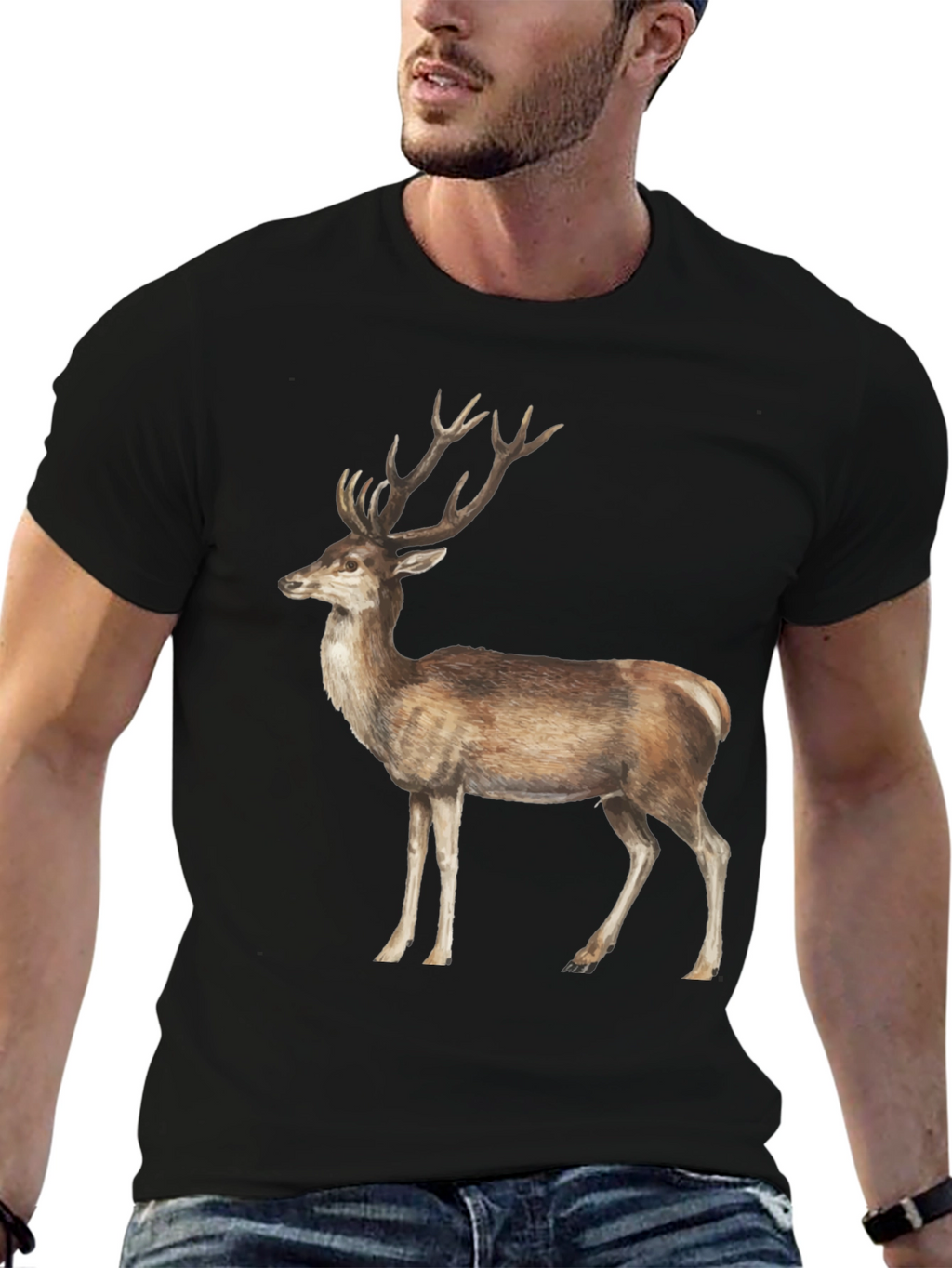 Deer Graphic T-Shirt - Black