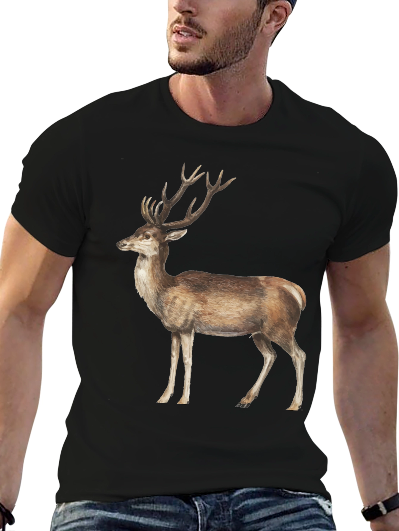 Deer Graphic T-Shirt - Black