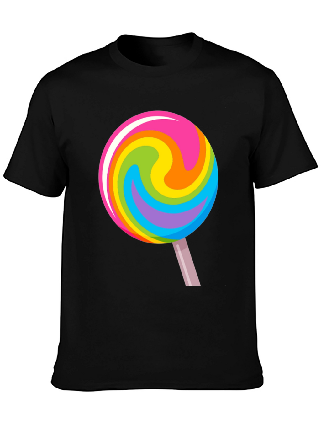Rainbow Lollipop Graphic Black T-Shirt
