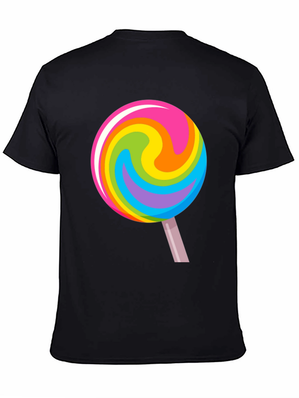 Rainbow Lollipop Graphic Black T-Shirt