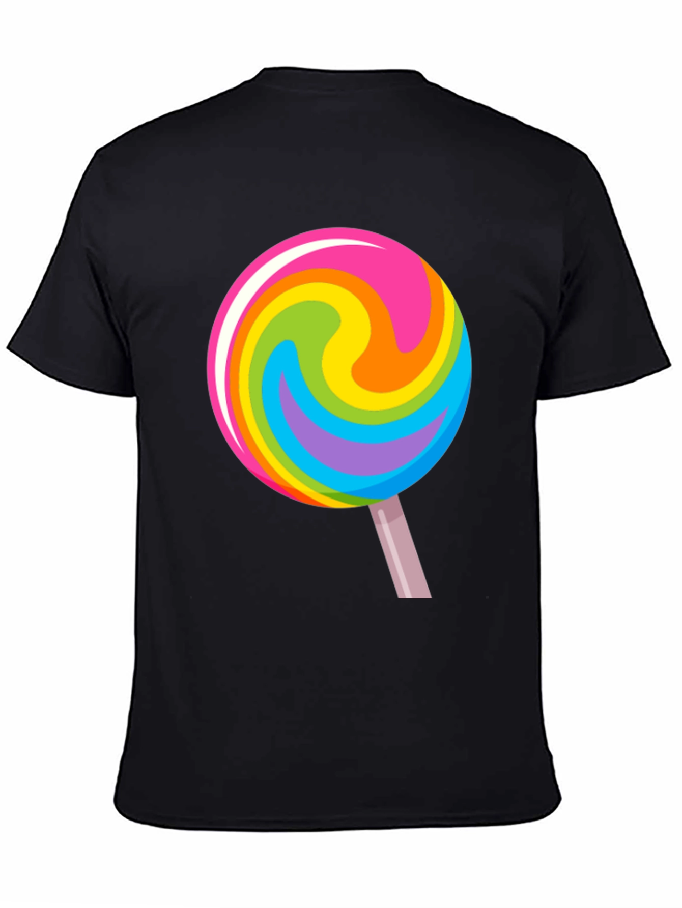 Rainbow Lollipop Graphic Black T-Shirt