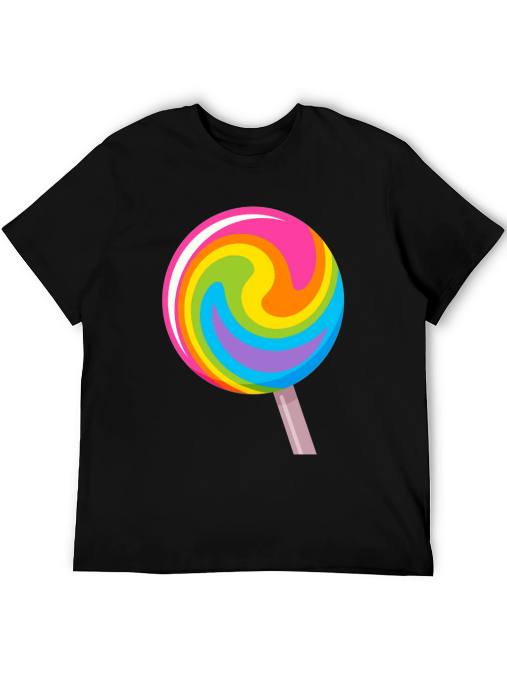 Rainbow Lollipop Graphic Black T-Shirt