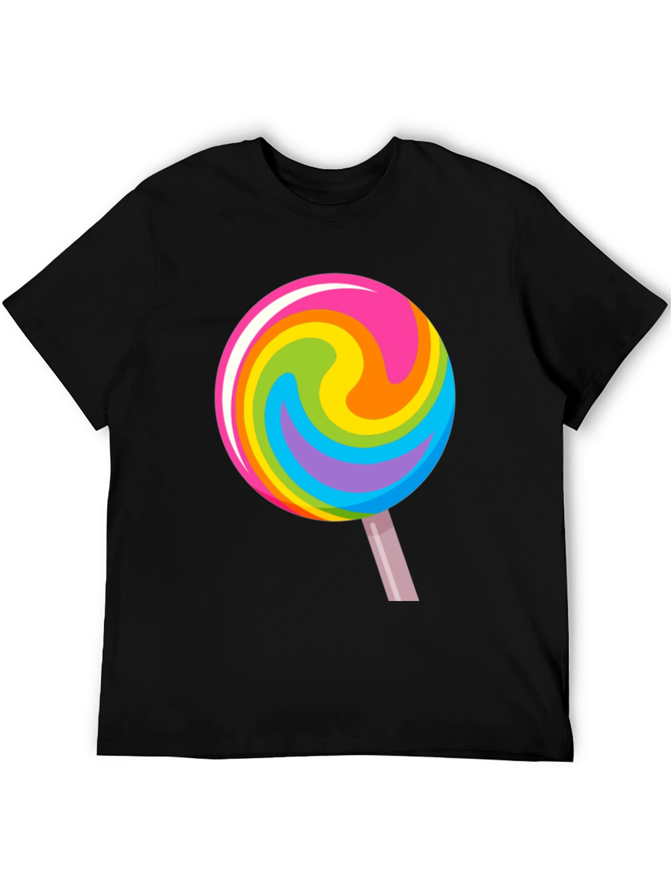 Rainbow Lollipop Graphic Black T-Shirt