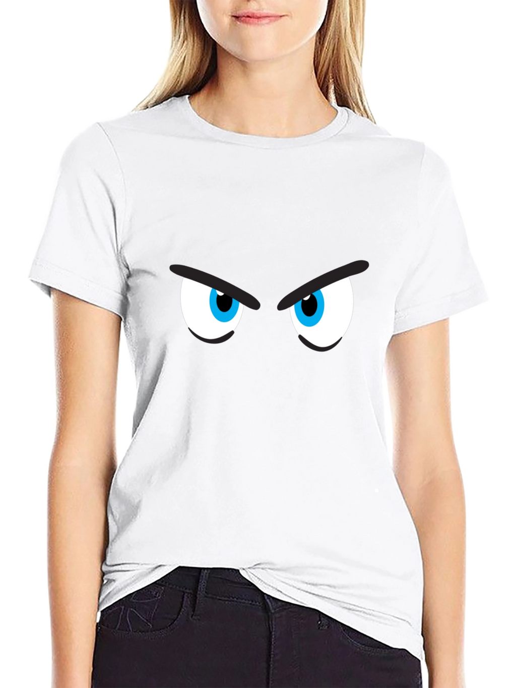 Mens Black T-Shirt with Cartoon Eyes