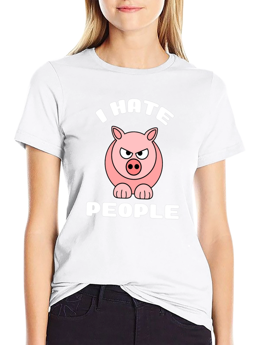I Hate People Angry Pig Graphic T-Shirt