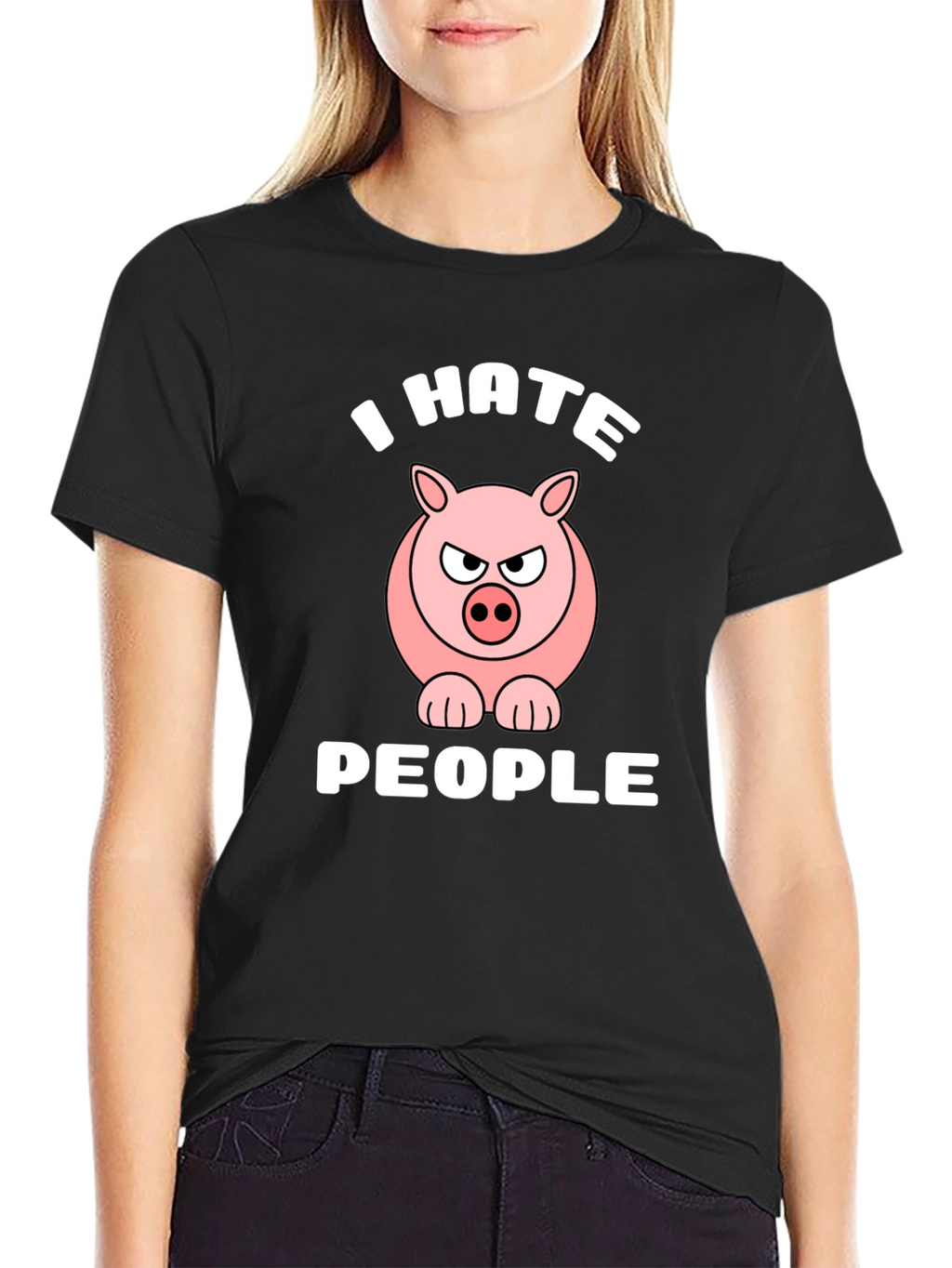 I Hate People Angry Pig Graphic T-Shirt