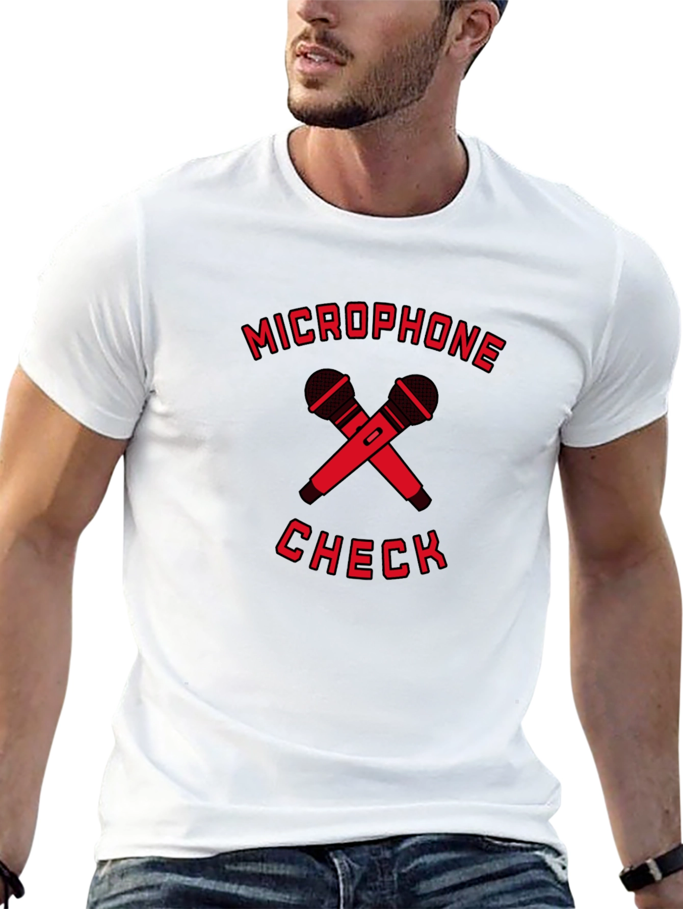 Microphone Check Black Graphic Tee
