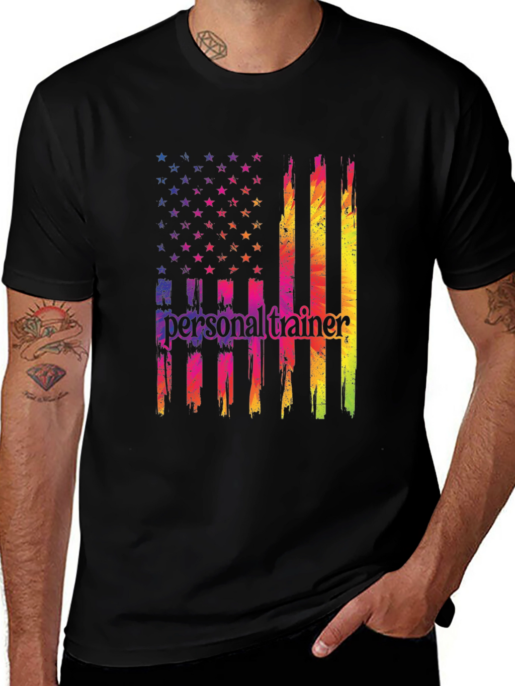 Personal Trainer American Flag Graphic T-Shirt