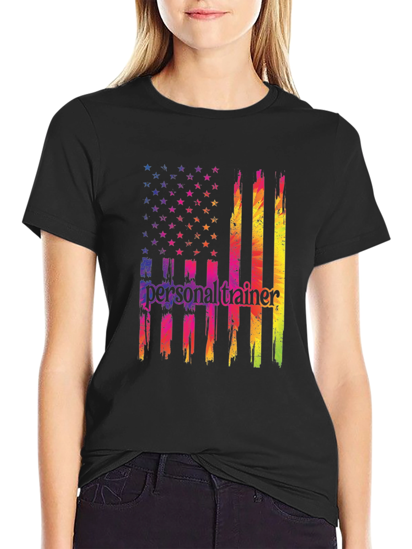 Personal Trainer American Flag Graphic T-Shirt