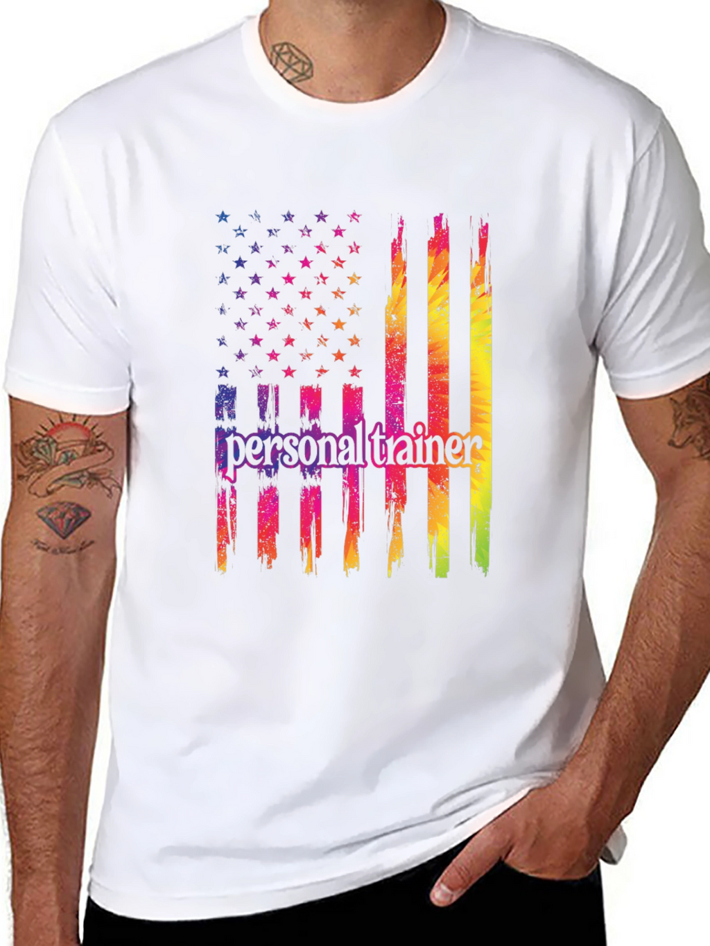Personal Trainer American Flag Graphic T-Shirt