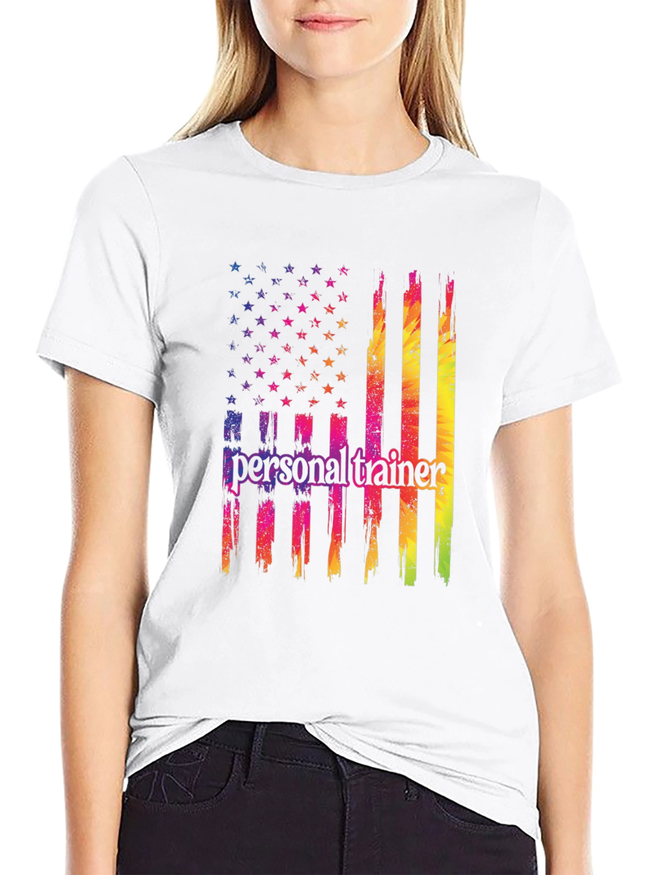 Personal Trainer American Flag Graphic T-Shirt