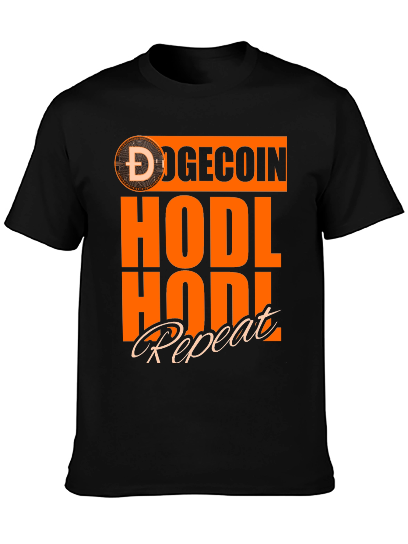 DogeCoin HODL Repeat Black T-Shirt