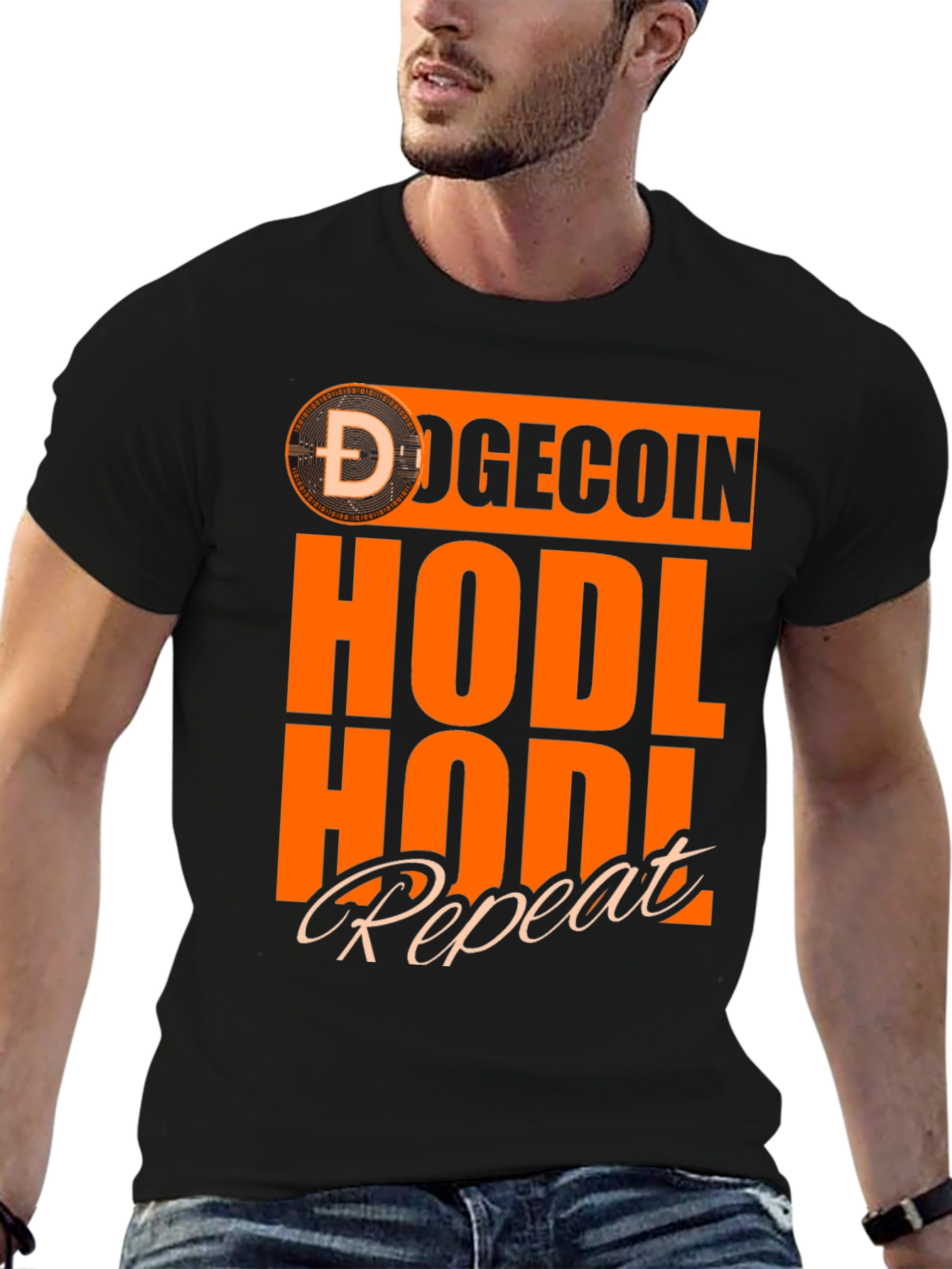 DogeCoin HODL Repeat Black T-Shirt