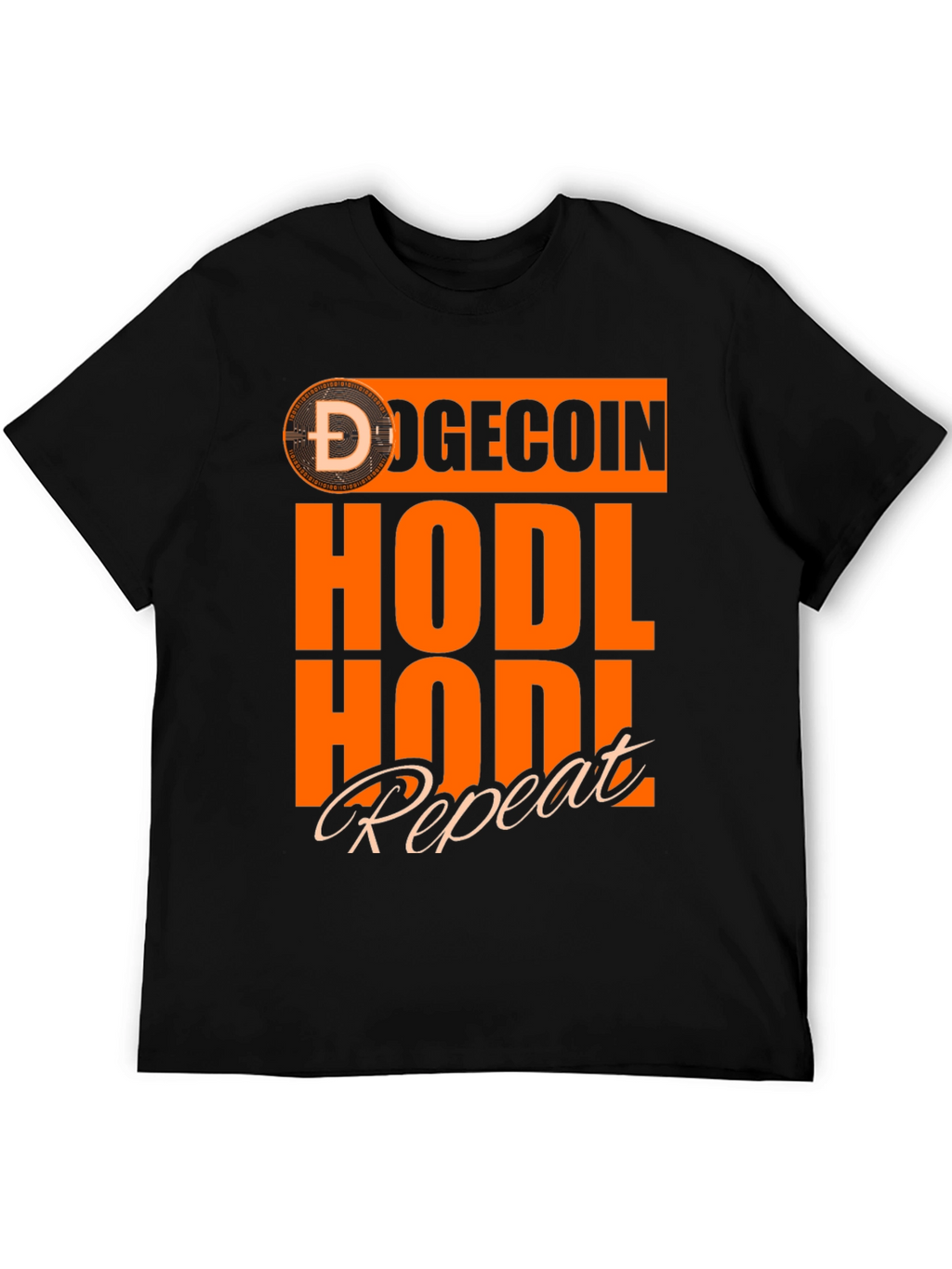 DogeCoin HODL Repeat Black T-Shirt