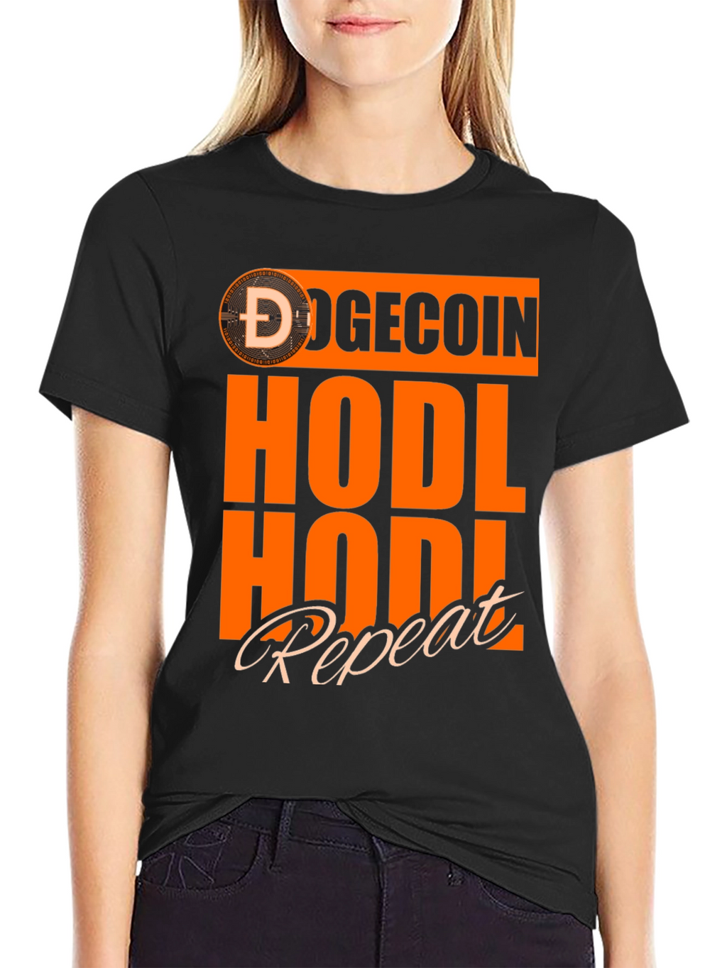 DogeCoin HODL Repeat Black T-Shirt