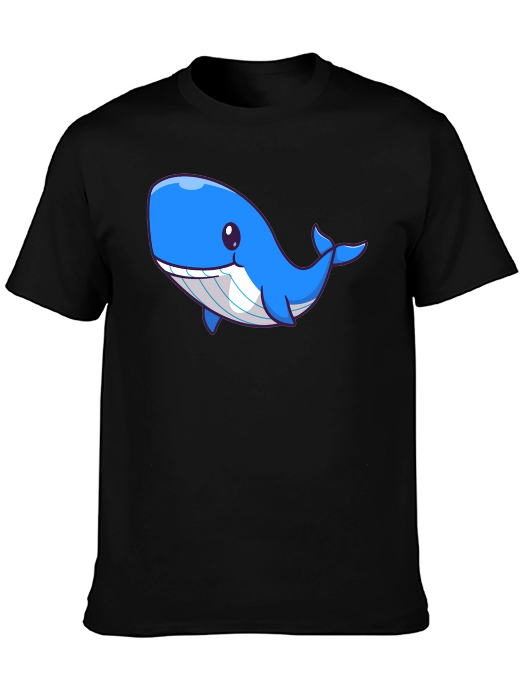 Cute Blue Whale Graphic Black T-Shirt