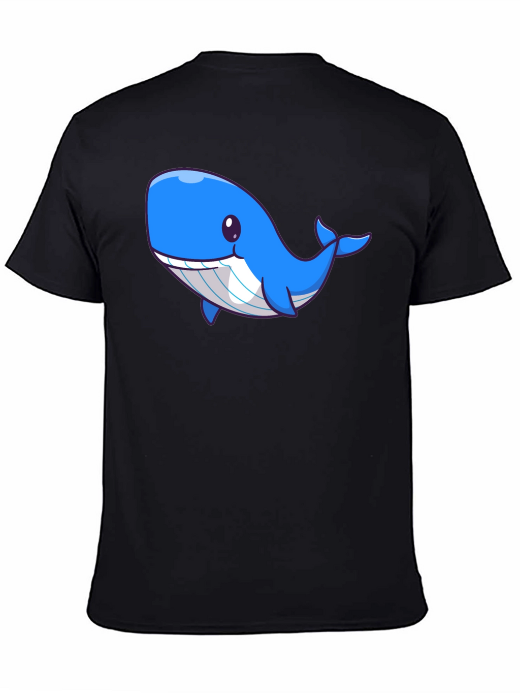 Cute Blue Whale Graphic Black T-Shirt
