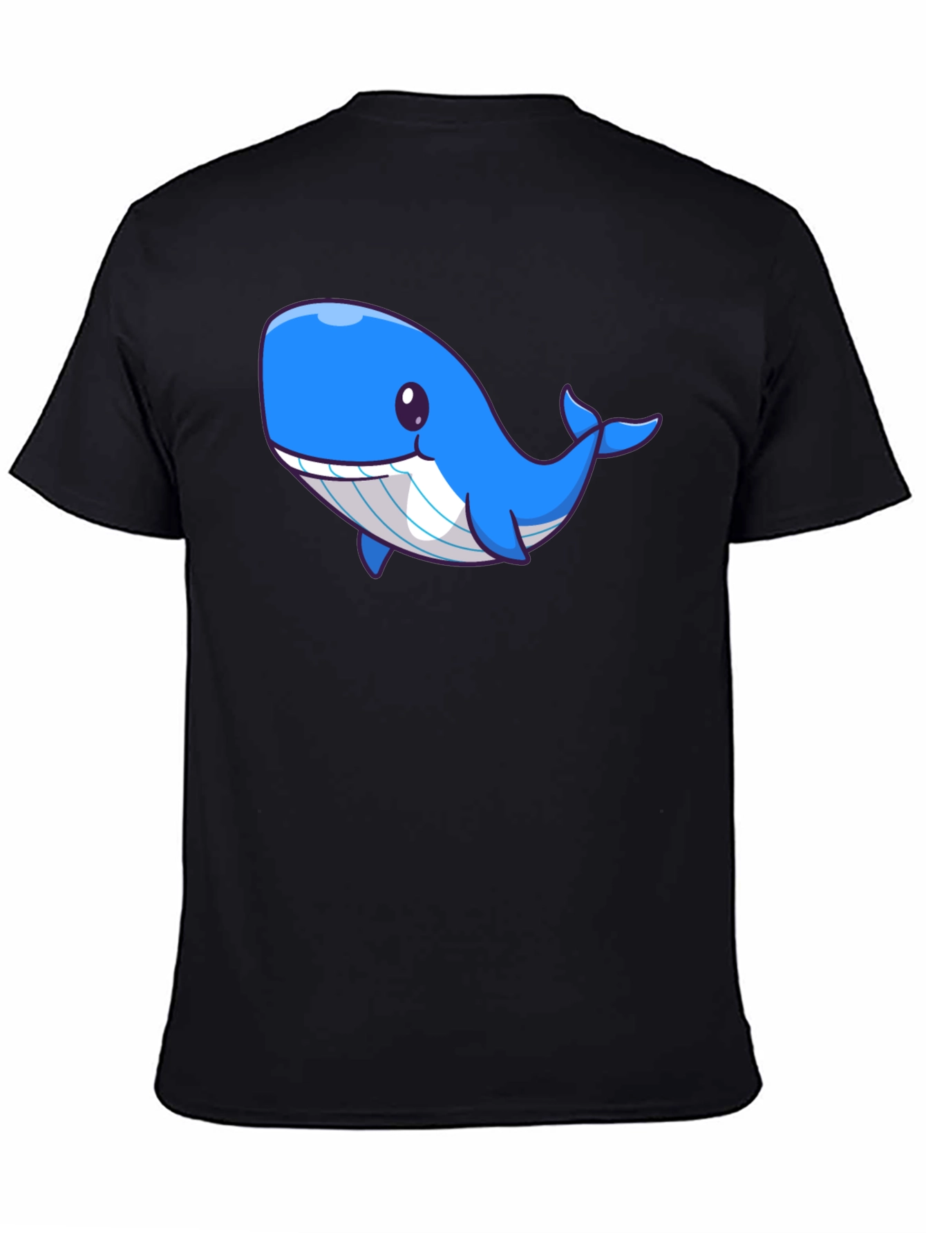 Cute Blue Whale Graphic Black T-Shirt