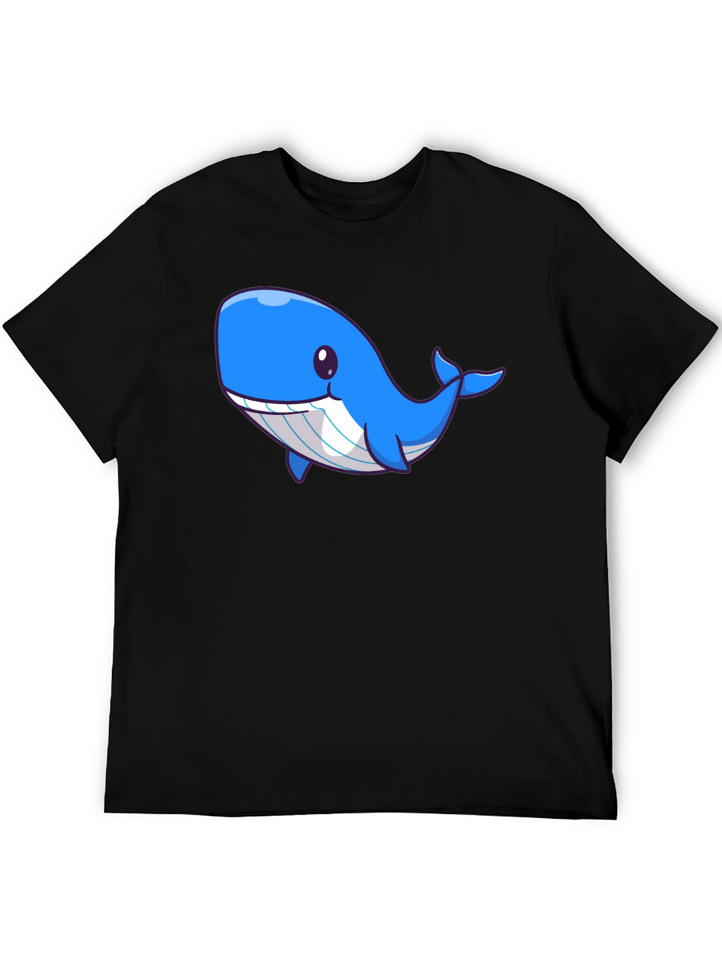Cute Blue Whale Graphic Black T-Shirt