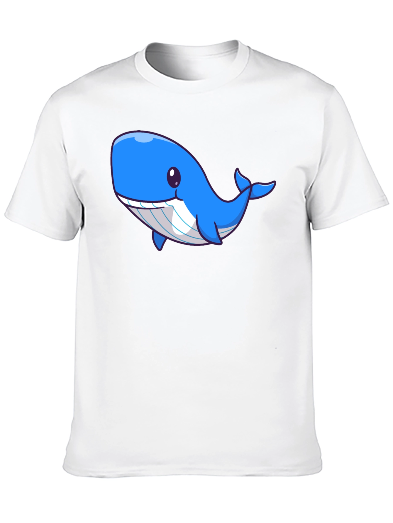 Cute Blue Whale Graphic Black T-Shirt