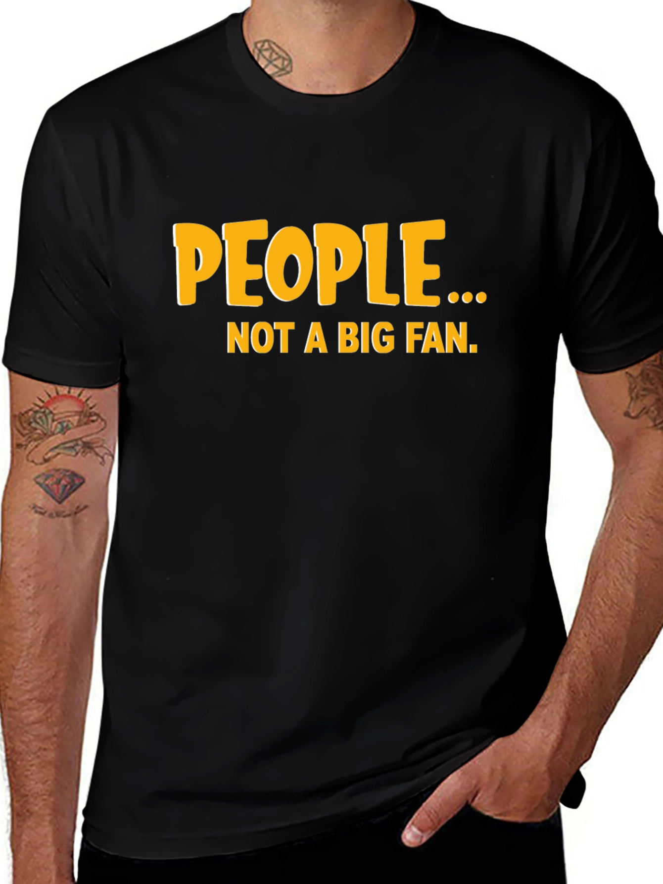 Funny People... Not a Big Fan Black Graphic Tee