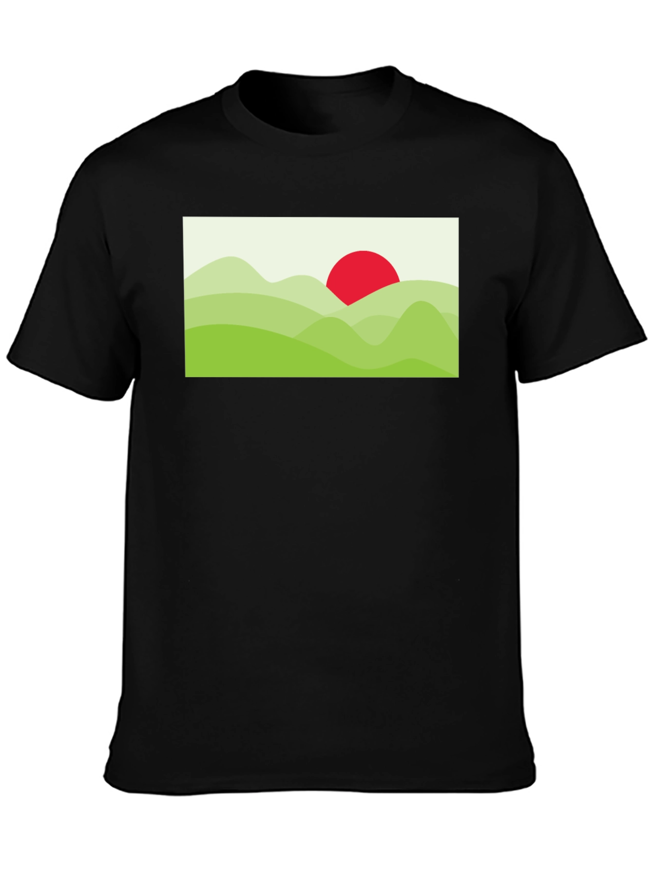 Graphic Tee: Landscape Sun T-Shirt - Black