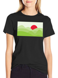 Graphic Tee: Landscape Sun T-Shirt - Black