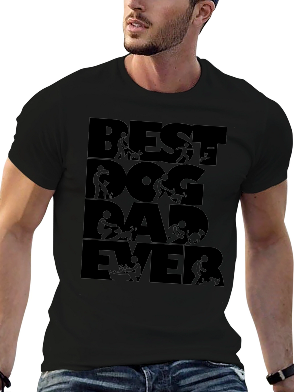 Best Dog Dad Ever Black Graphic Tee