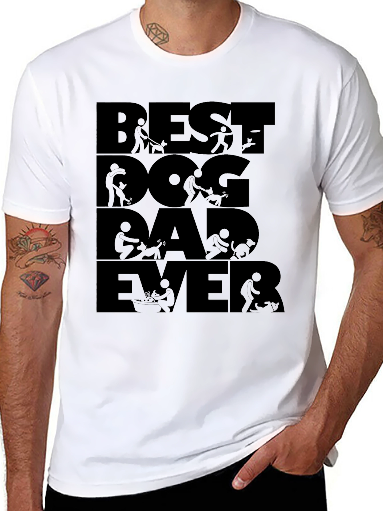 Best Dog Dad Ever Black Graphic Tee