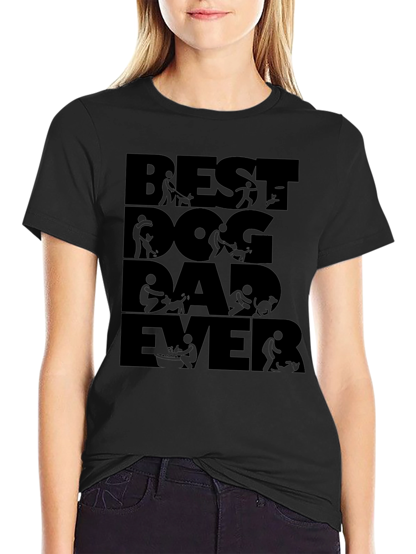 Best Dog Dad Ever Black Graphic Tee