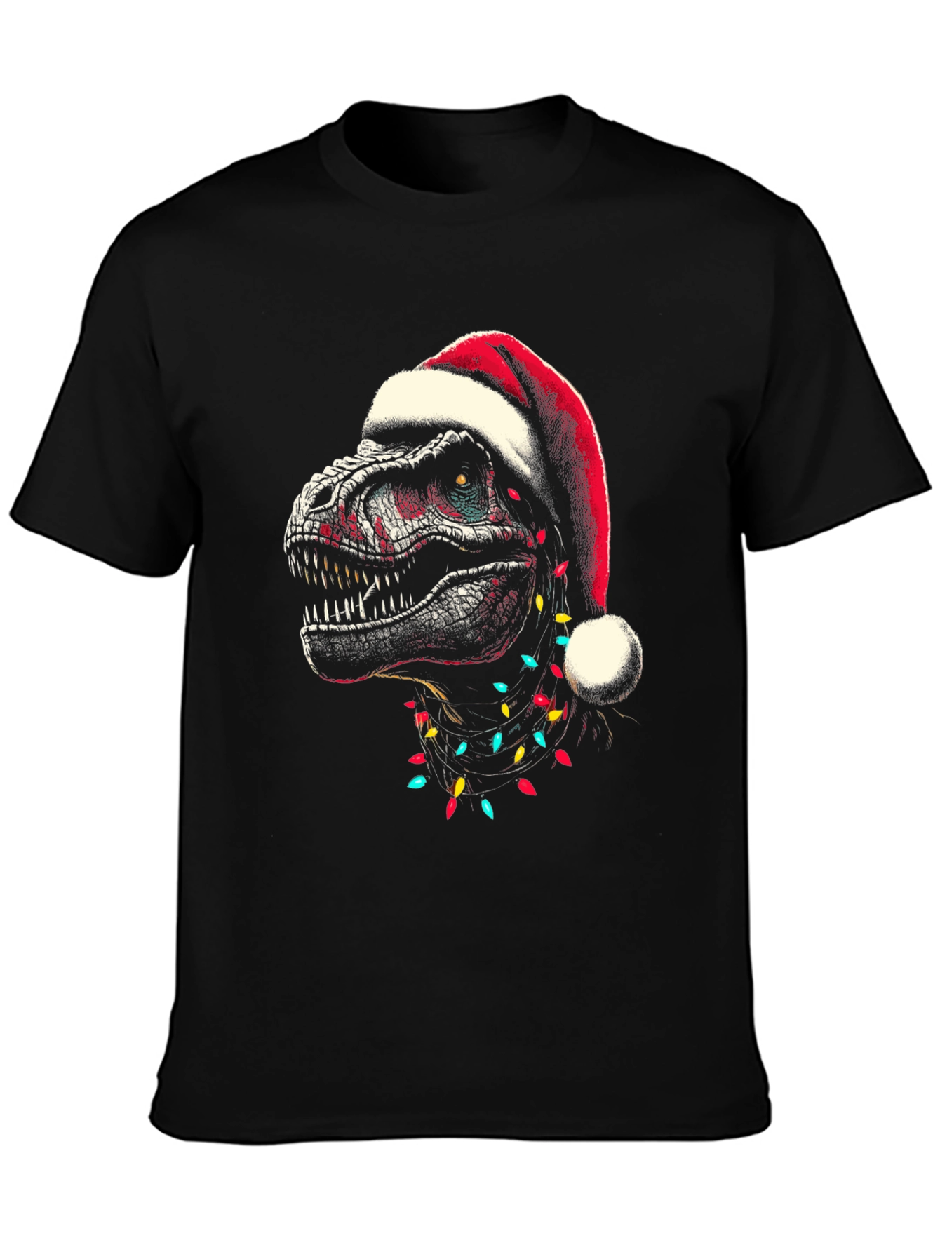 Dino Christmas T-Shirt - Santa Hat Trex