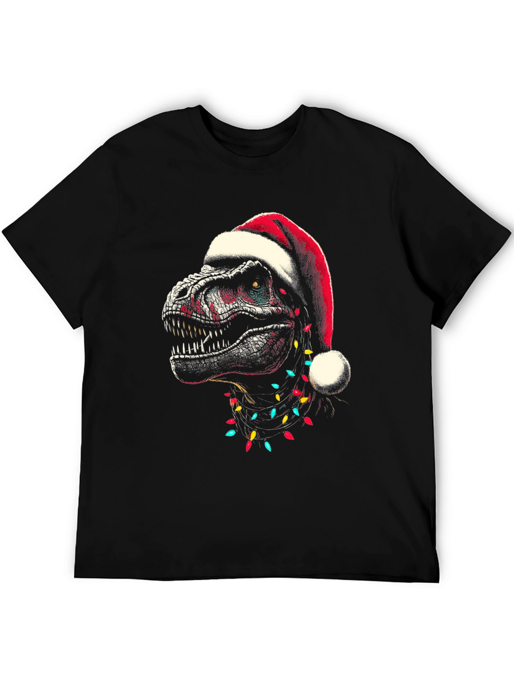 Dino Christmas T-Shirt - Santa Hat Trex