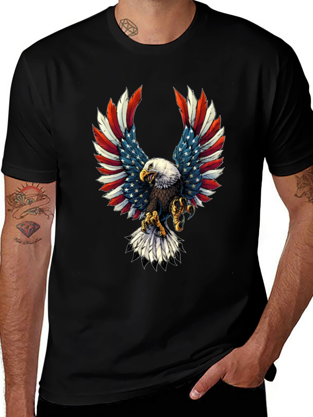 Patriotic Eagle USA Flag Graphic T-Shirt