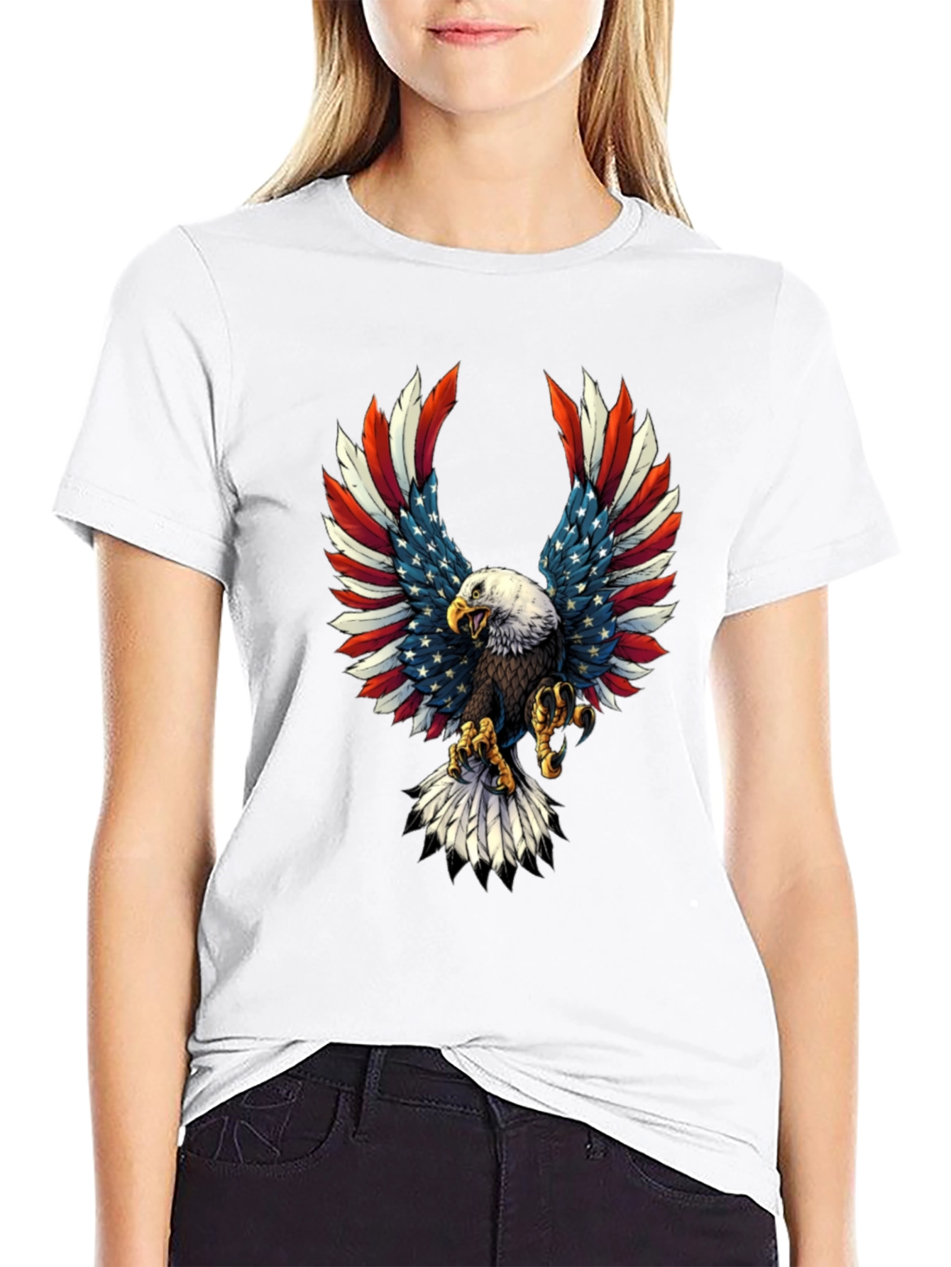 Patriotic Eagle USA Flag Graphic T-Shirt